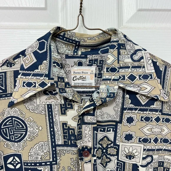 Vintage Butterfly collar Cortini Knit  Patterned Button-Up Shirt - Picture 4 of 6